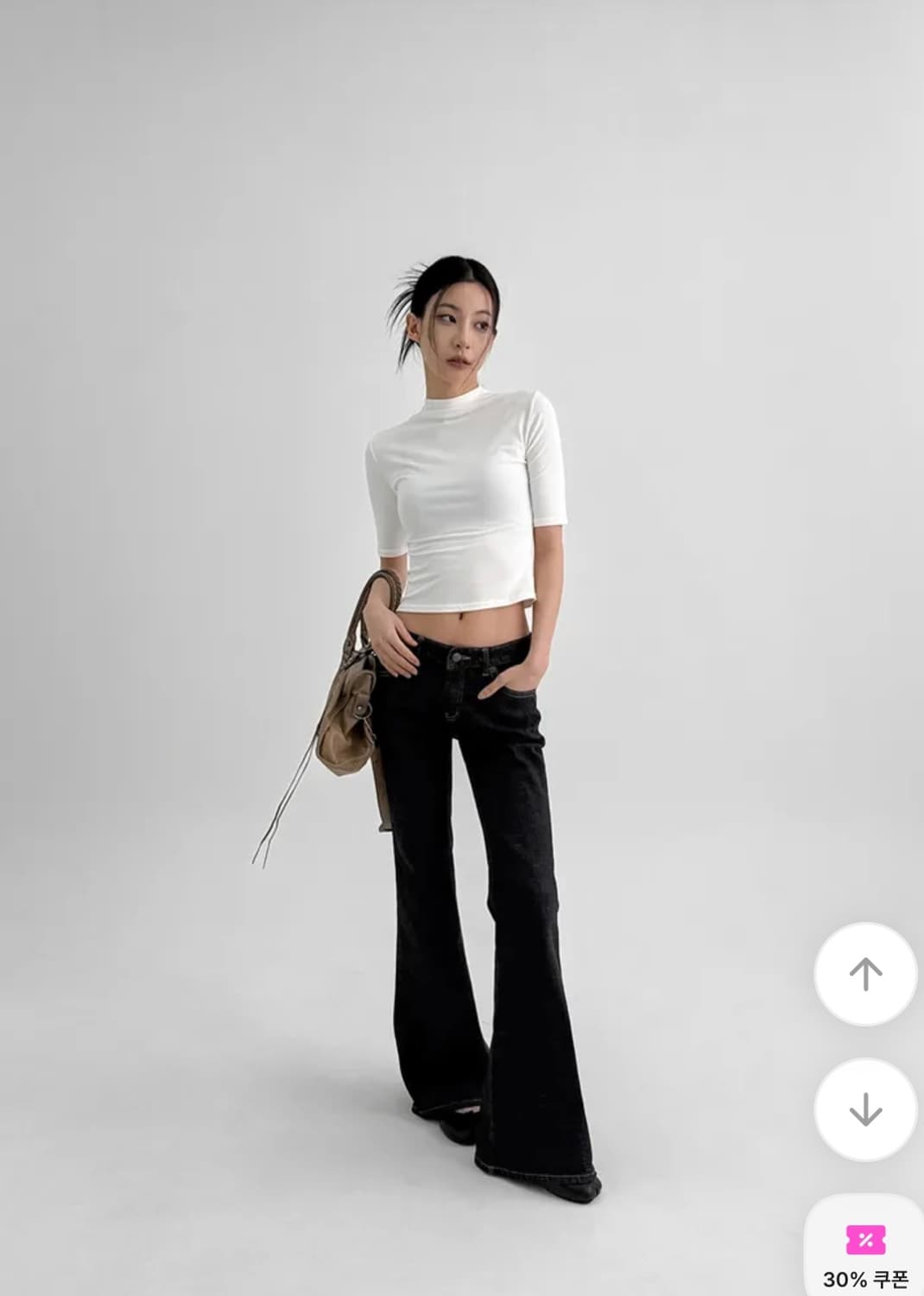 블랙업 지그재그 에이블리 로우웨이스트 부츠컷 논페이드 데님팬츠 생지 S 상품이미지5