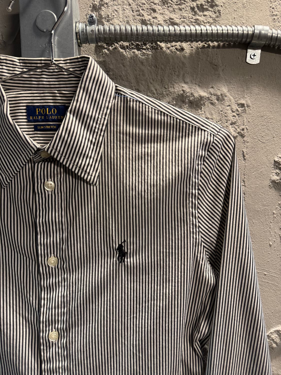 폴로 랄프로렌 POLO  슬림 스트레치 스트라이프 셔츠 블랙 2 상품이미지3