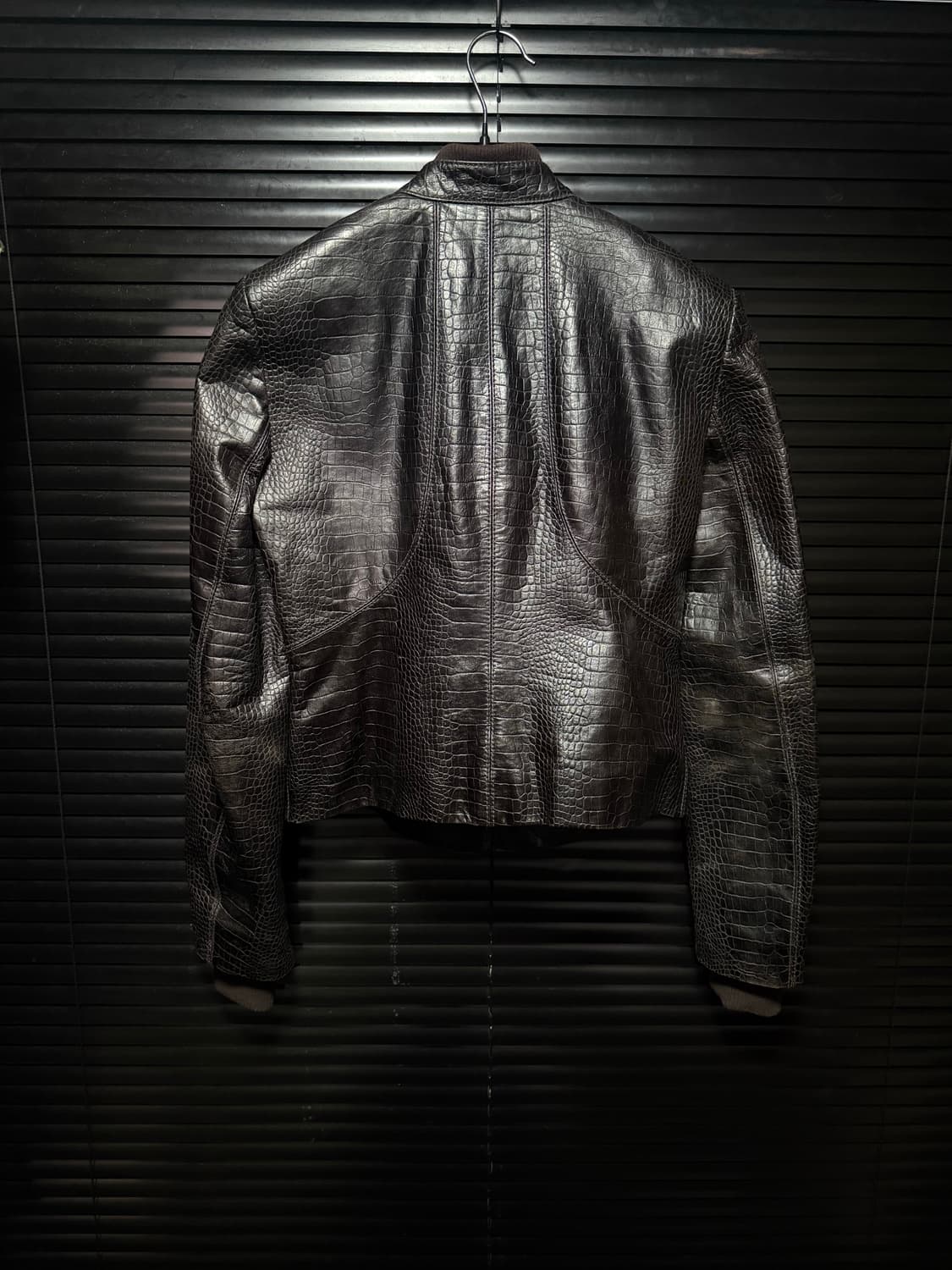 DKNY 도나카란 브라운 송아지 가죽 라이더 악어 바이커 락 고스 펑크 상품이미지5