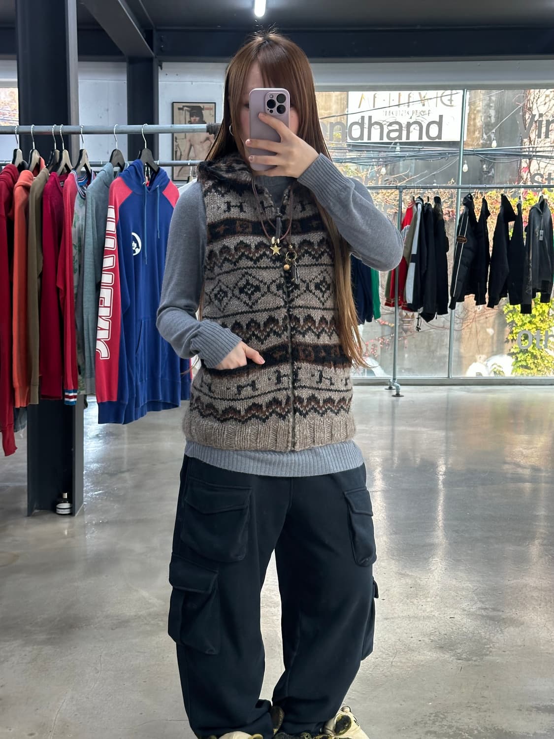 히스테릭글래머 히스걸 코위찬노르딕 울 후드니트 베스트 상품이미지2