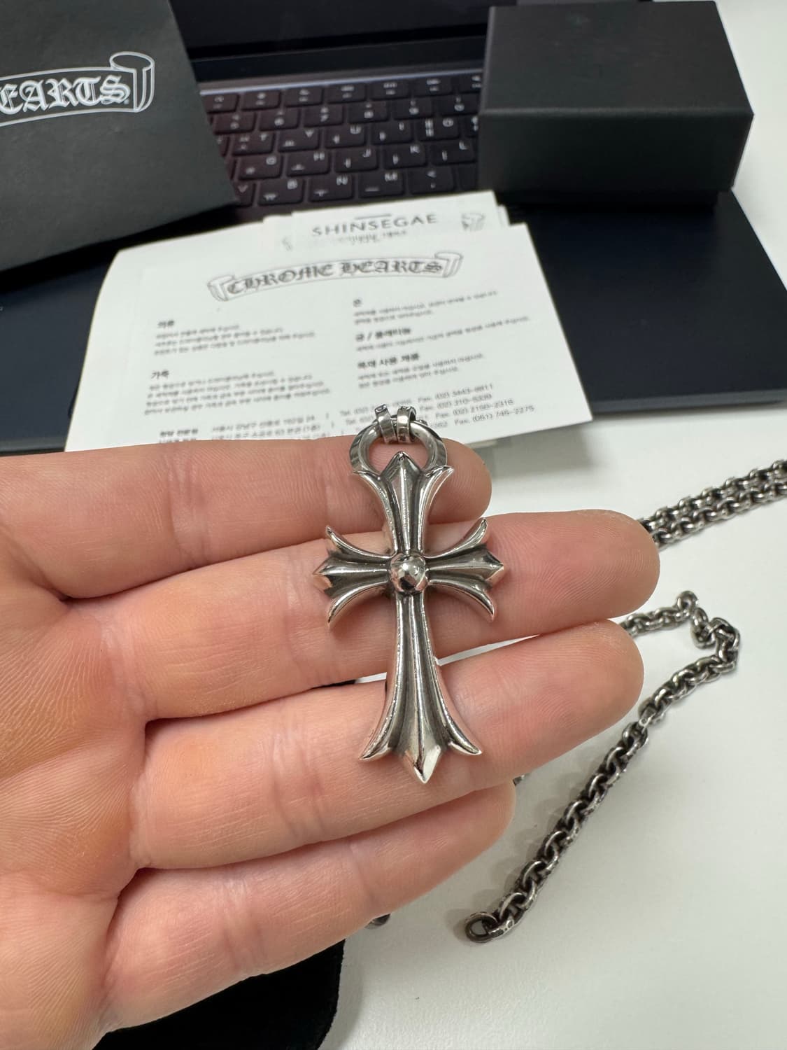 크롬하츠 스몰크로스 페이퍼체인 일체형 30인치 판매 상품이미지2