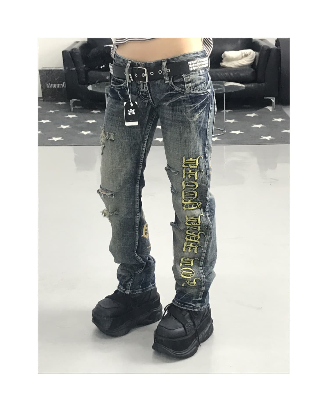 Jpn y2k printing damage detail jeans 상품이미지1