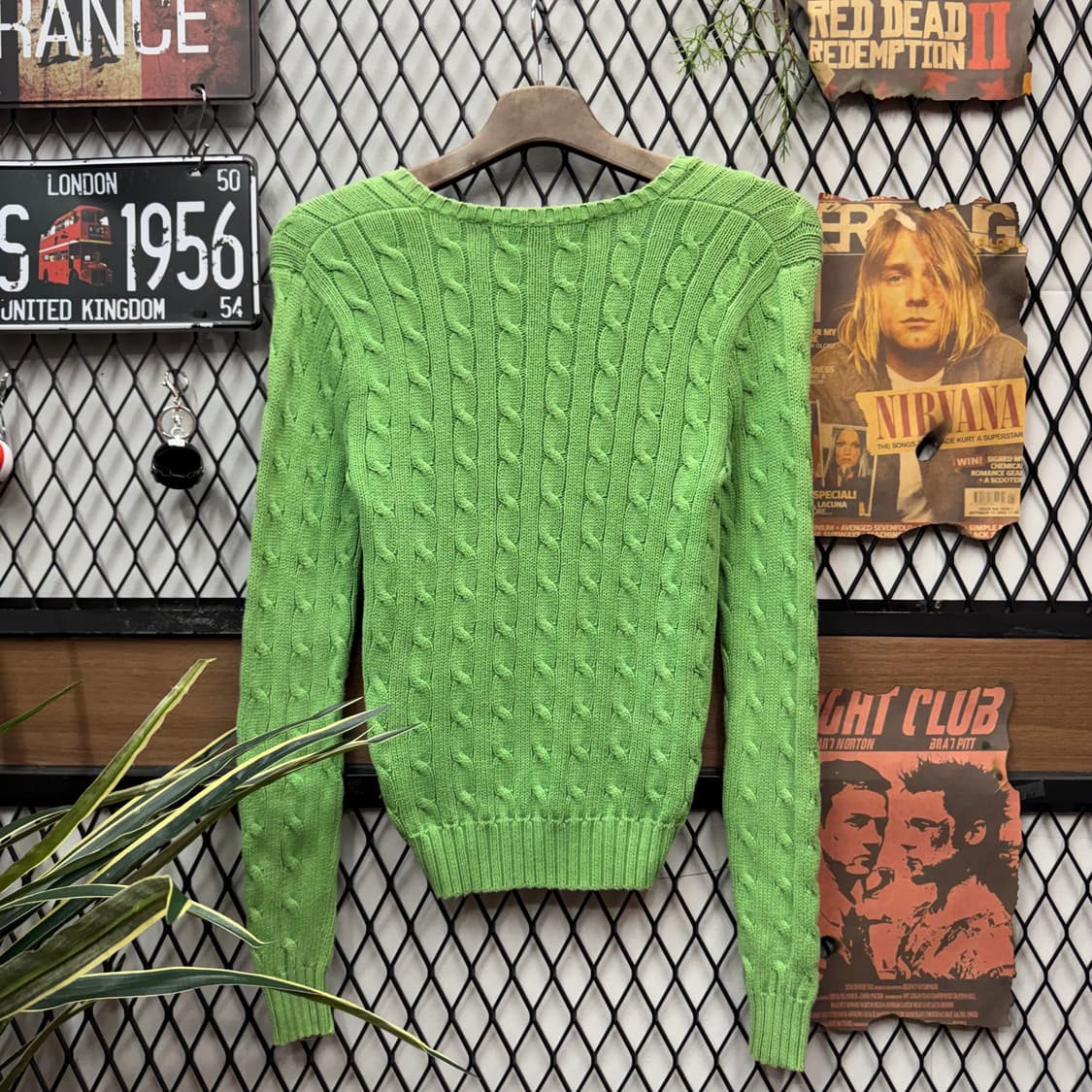 폴로 랄프로렌 케이블 니트 핑크 포니 포인트 라이트그린 상품이미지2