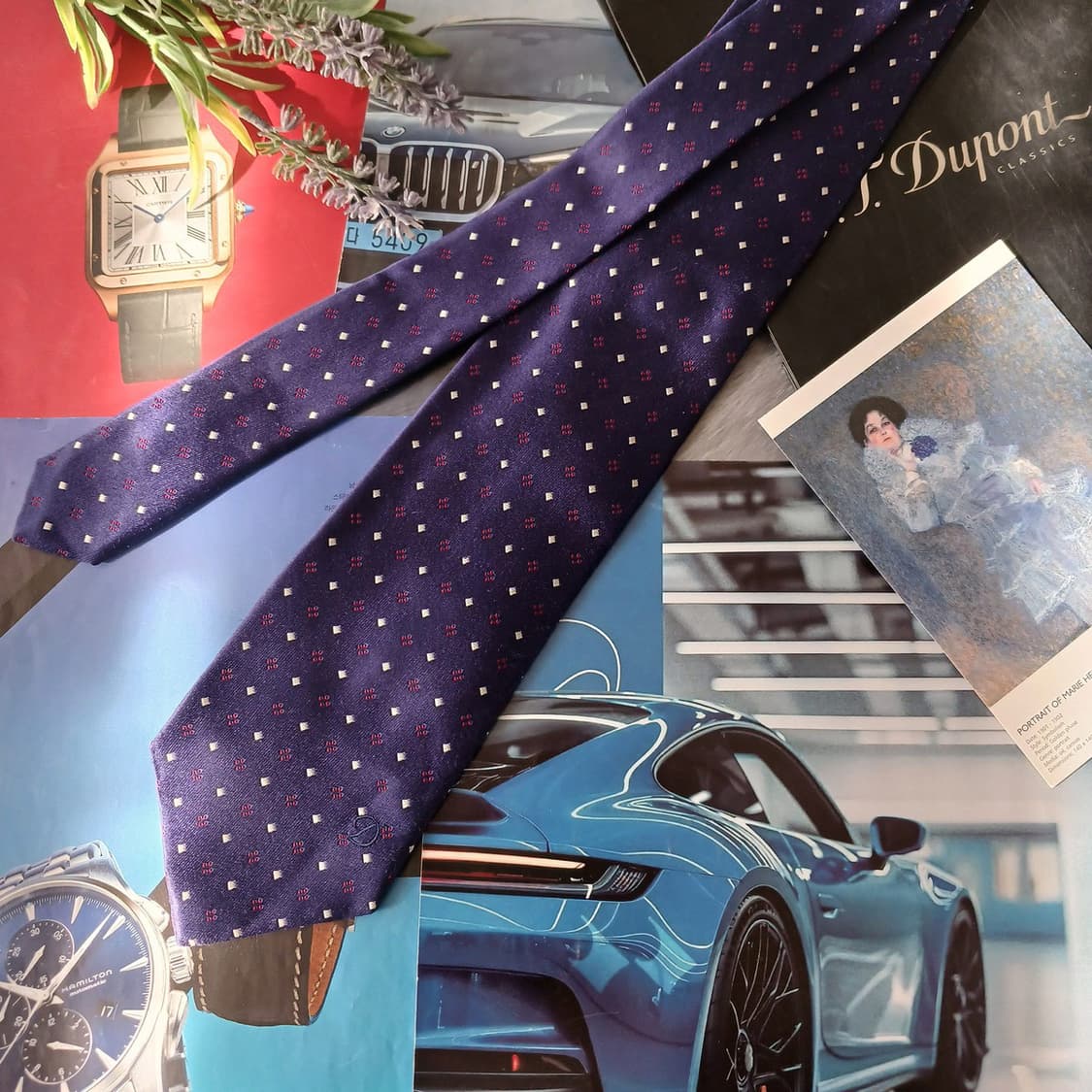 에스 티 듀퐁 실크 퍼플 패턴 넥타이 8.6cm A+등급 A19528
 상품이미지5