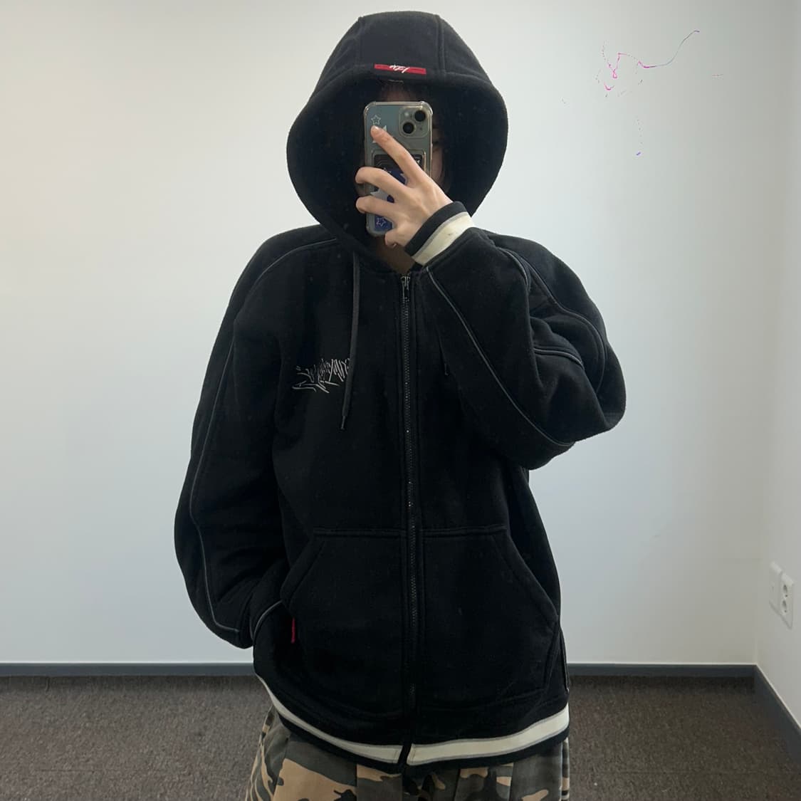 MF.! 마자플라자 레터링로고 백포인트 블랙 후드집업 상품이미지1