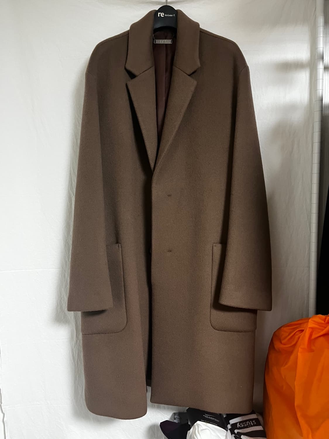 드로우핏 캐시미어 세미오버핏 코트 스모크 핑크 m 상품이미지1