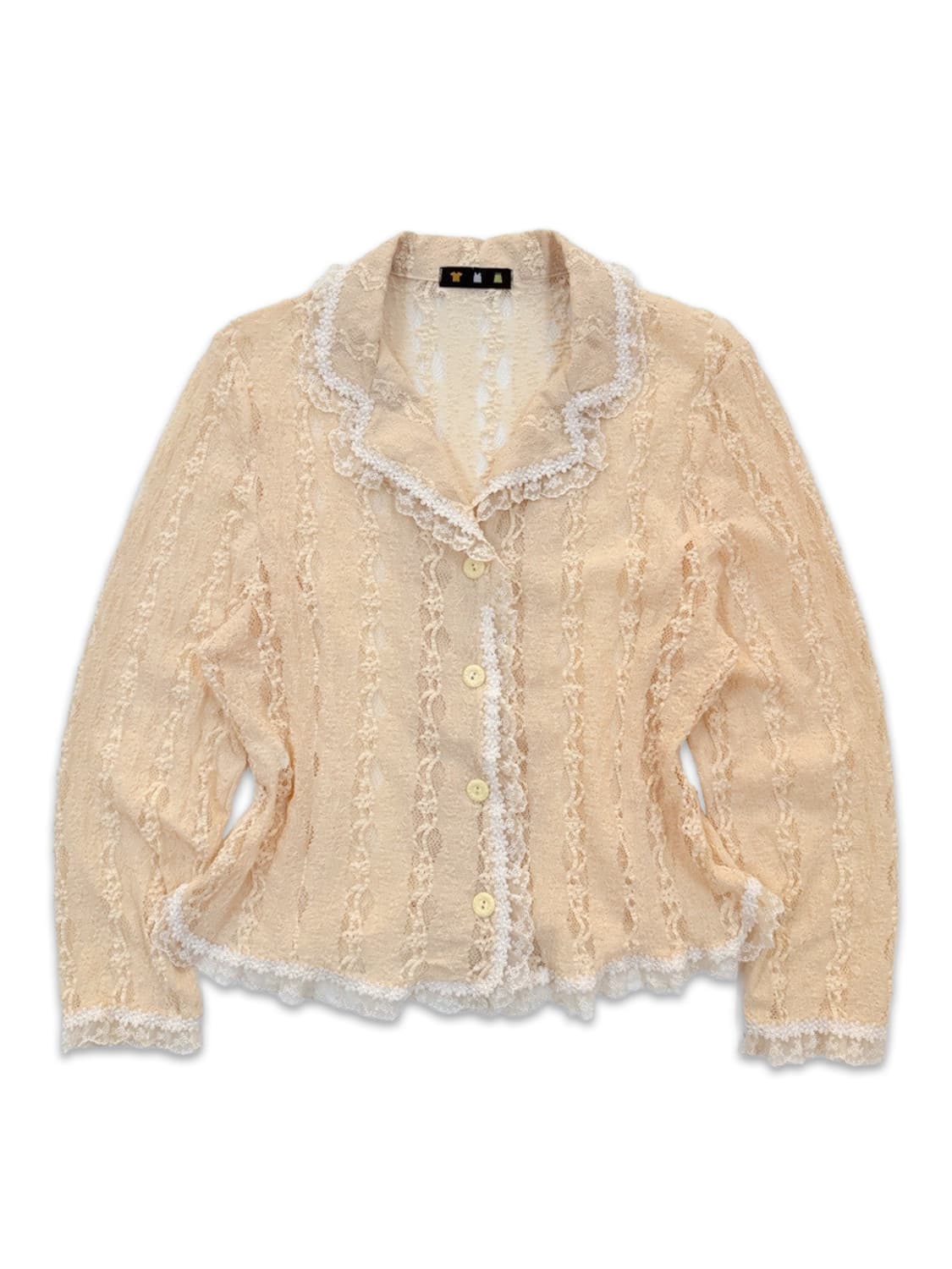 빈티지 오랜지 시스루 레이스 셔츠 상품이미지1