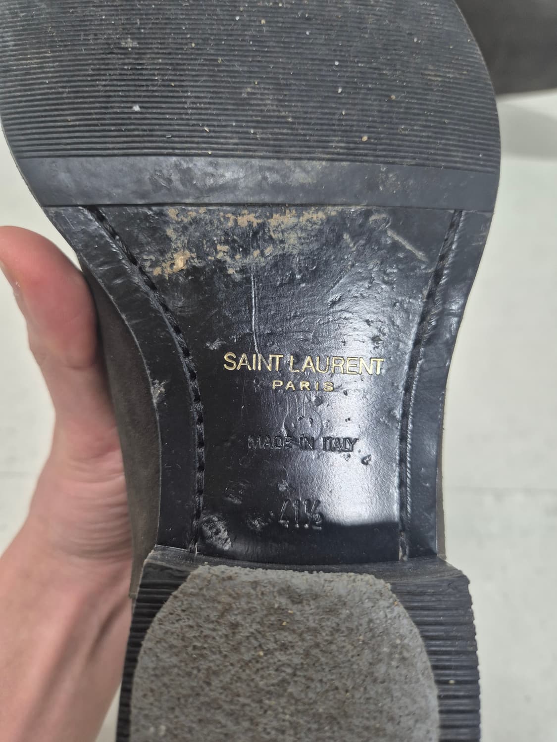 생로랑 와이어트40 스웨이드 첼시부츠 세이블 브라운 41.5 상품이미지3