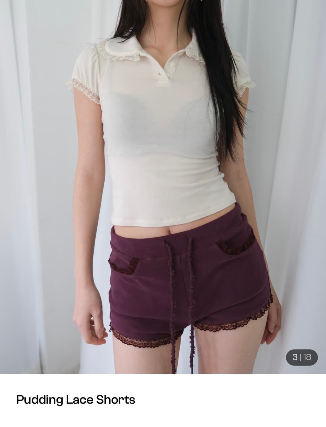 루즈슬립오버 레이스 쇼츠 퍼플와인 상품이미지2