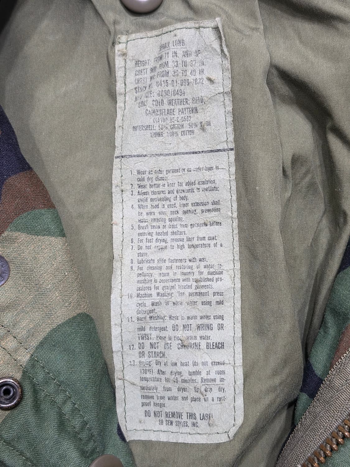 ARMY 오리지널 80s 빈티지 우드랜드 카모 M-65 필드 자켓 S 상품이미지9