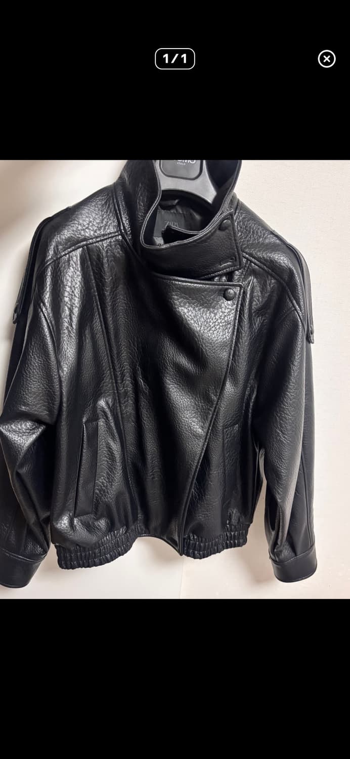 자라 페이크 레더 점퍼 레더자켓 블랙 상품이미지2