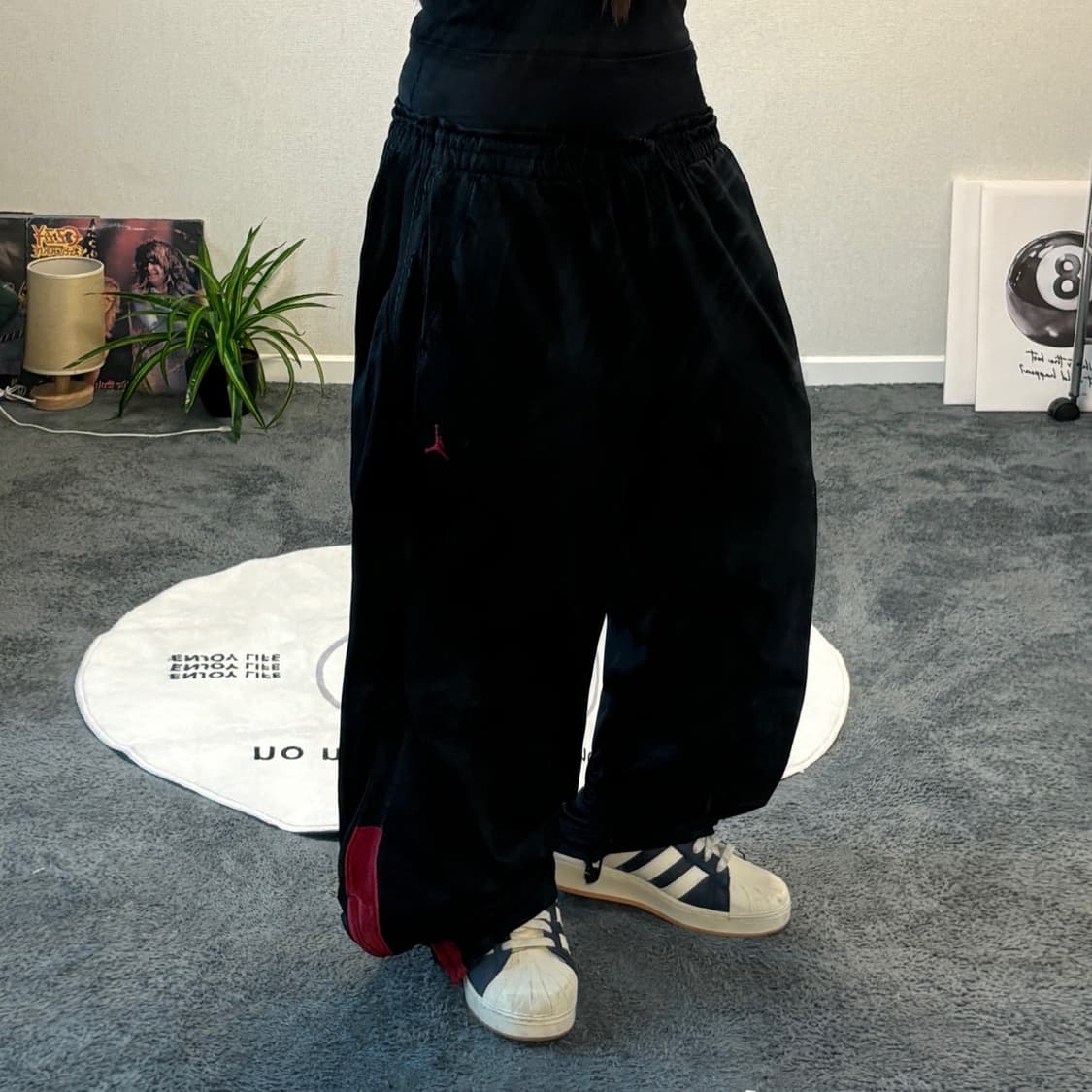 90s JORDAN 올드스쿨 블랙 레드 배색 트랙팬츠 상품이미지2