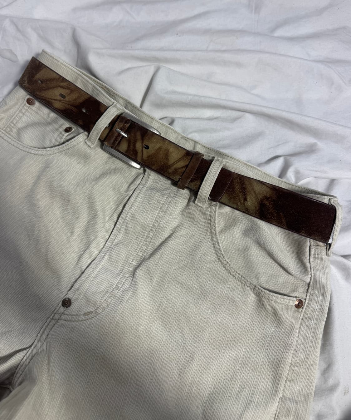 빈티지 블리치 스웨이드 레더 벨트 상품이미지2