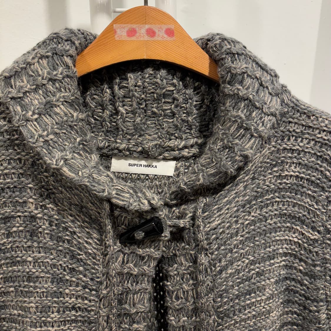 SUPER HAKKA 에스닉 히피 원버튼 그레이 니트 가디건 일본 빈티지 상품이미지4