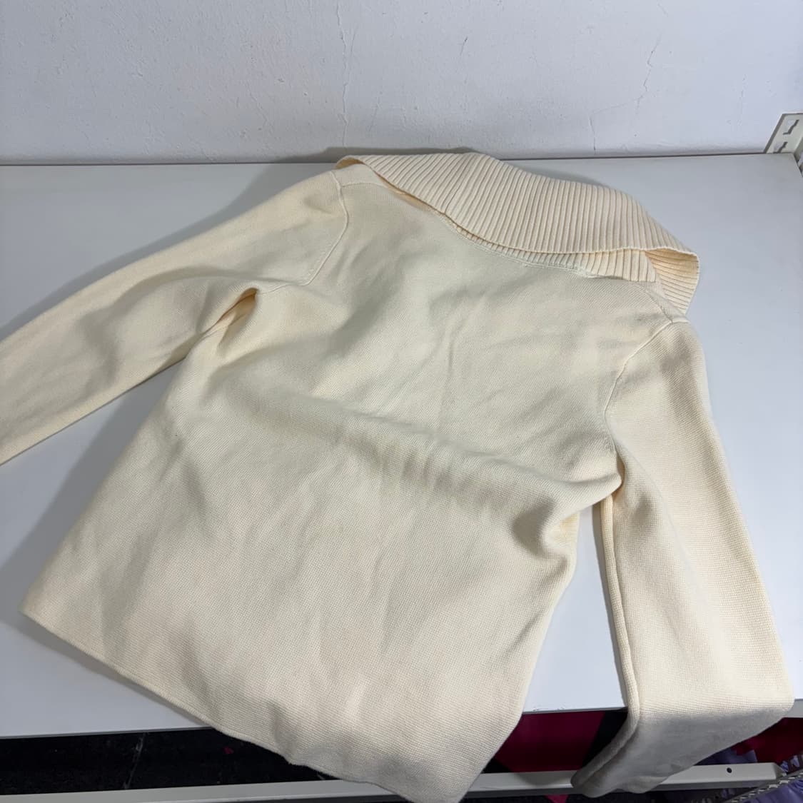 우먼M 타미힐피거 아이보리 오픈카라 니트집업 상품이미지2