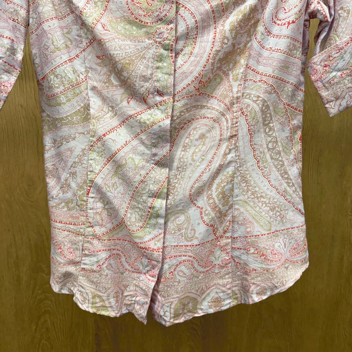 막스마라 반팔 셔츠 코튼 블라우스 페이즐리 패턴 디테일 슬림핏 핑크 상품이미지5