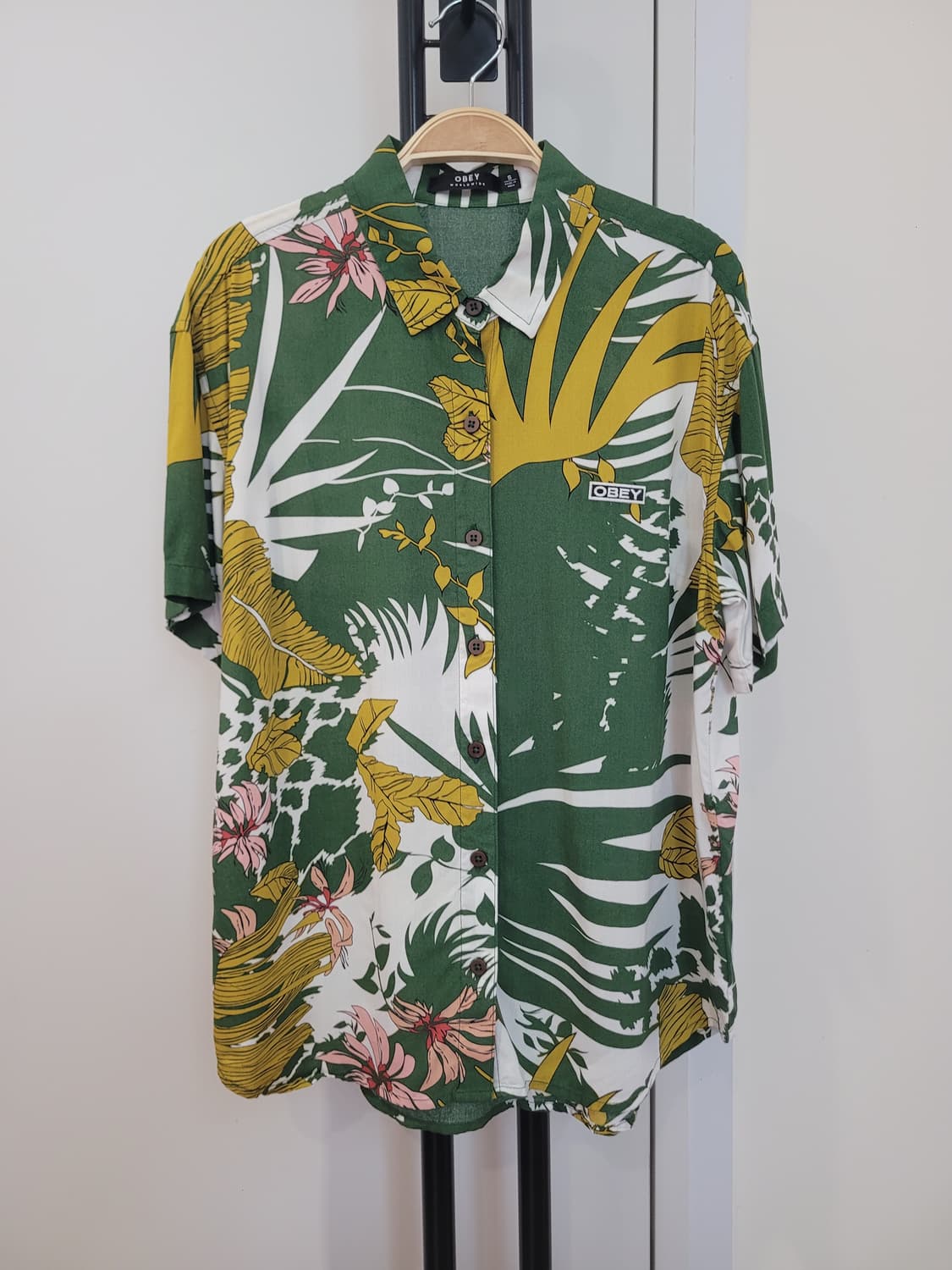 오베이 플라워 프린트 반팔 셔츠 여성용 S사이즈 55~66 상품이미지2