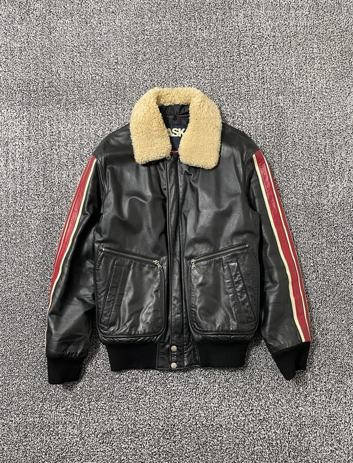 빈티지9. ASK 에스크 소가죽 자켓 퍼 탈부착 누빔 라이더 점퍼 레더 상품이미지1