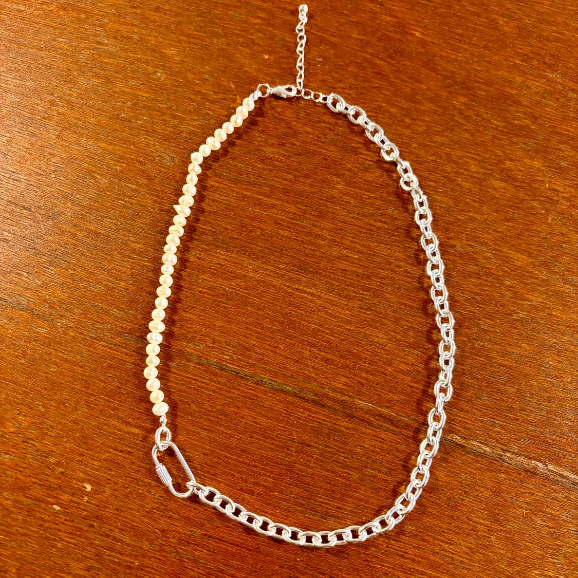 새상품 신주 실버코팅 진주체인 목걸이 상품이미지1