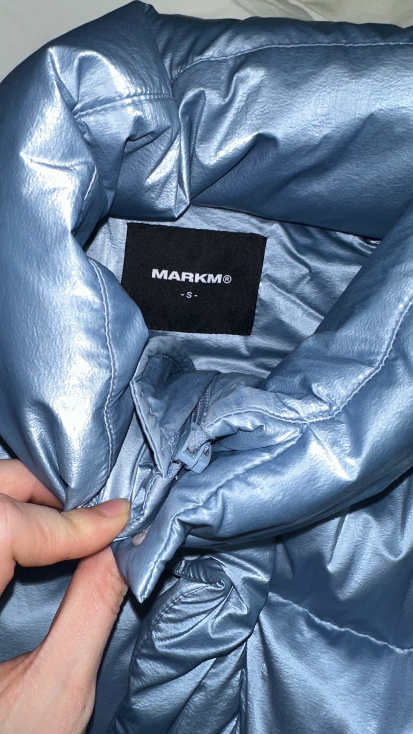 크롬 느낌 크롭 패딩 (하늘색) 상품이미지2