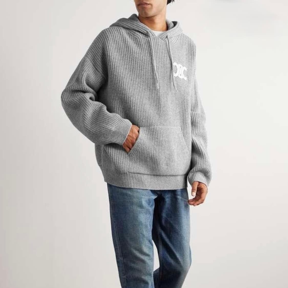 [S+급/2XL] 24FW 셀린느 트리옹프 리브드 울 니트 후드티 상품이미지7