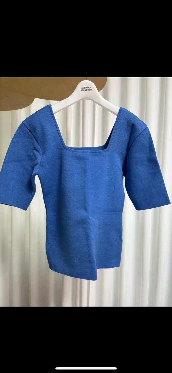  오르 고밀고 스퀘어넥 5부 니트 - 블루 상품이미지3