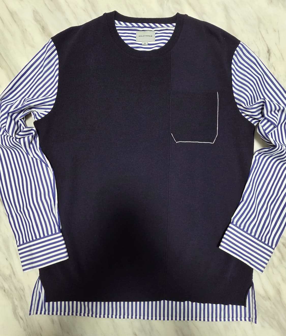 솔리드옴므 니트 레이어드 셔츠 상품이미지1