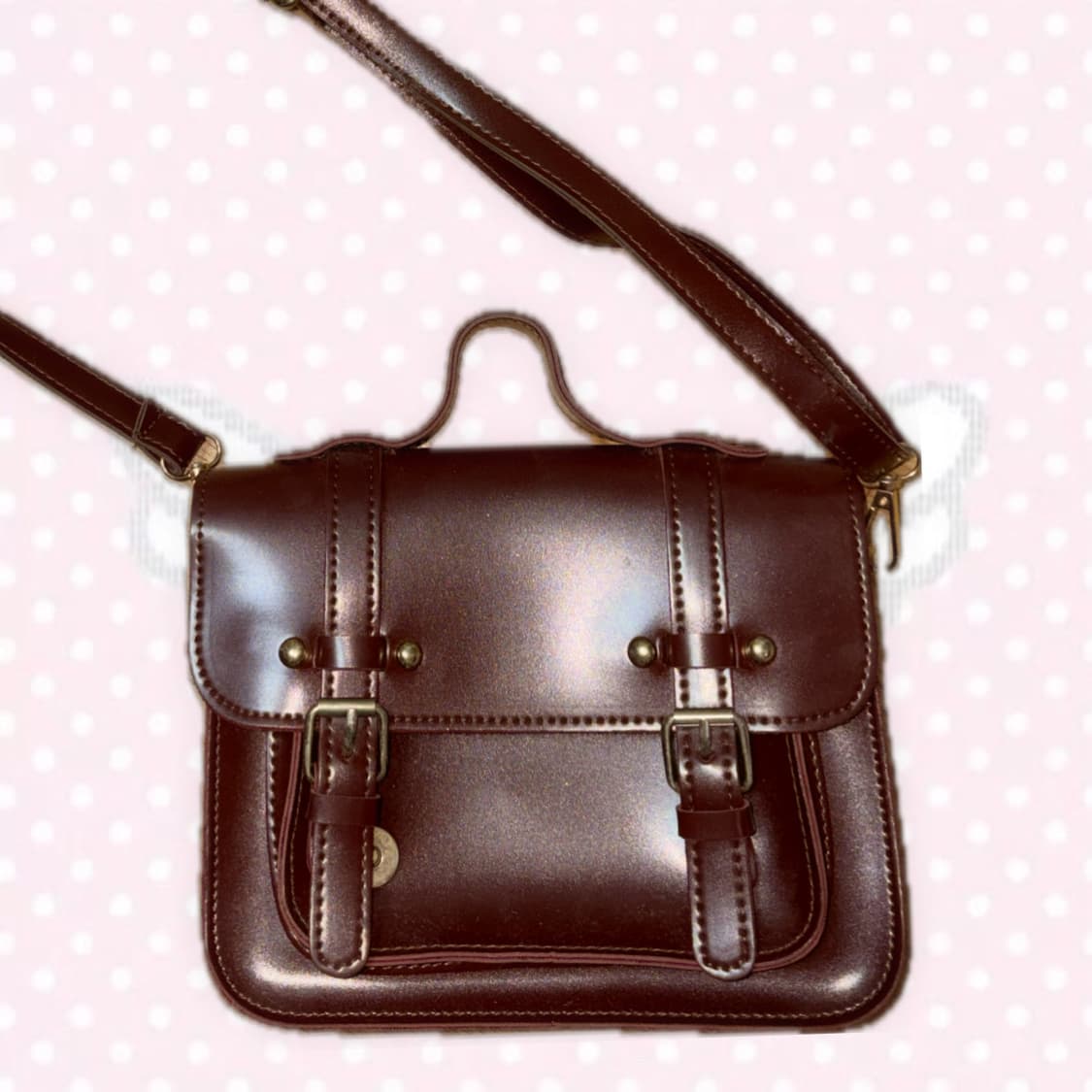 모리걸 코코아맛 브라운 레더 크로스백 가방 상품이미지2