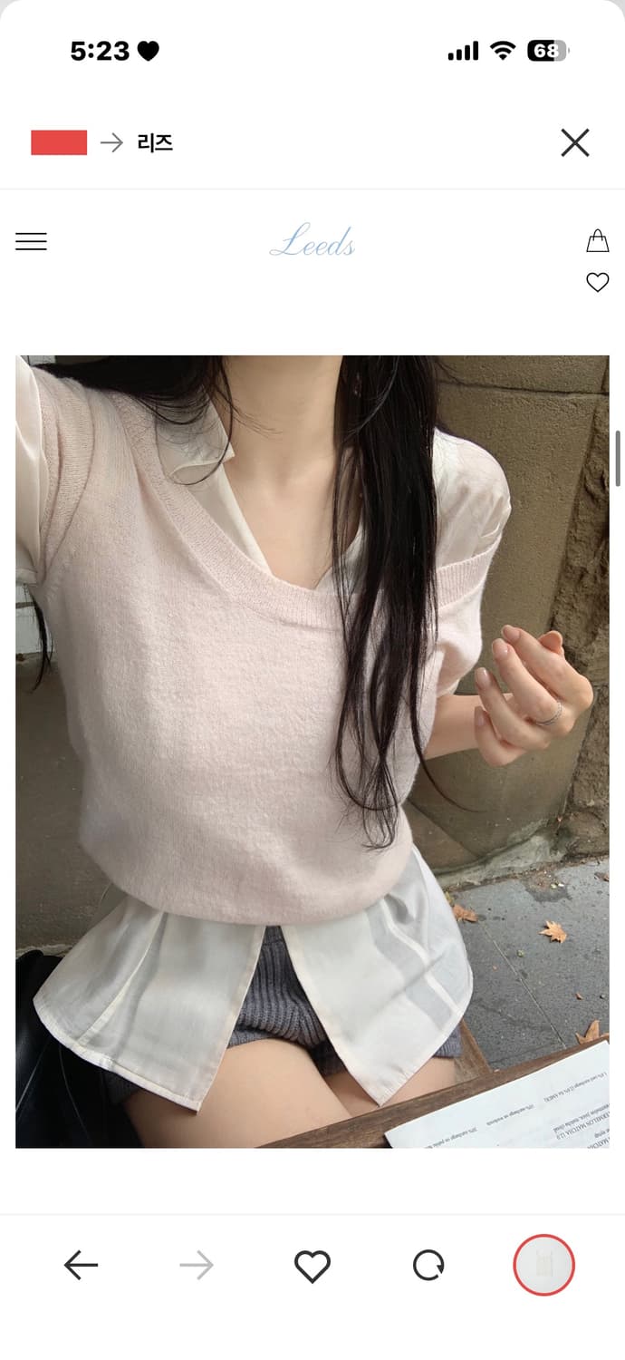 샵리즈Shu layered knit(baby pink)새상품 상품이미지2