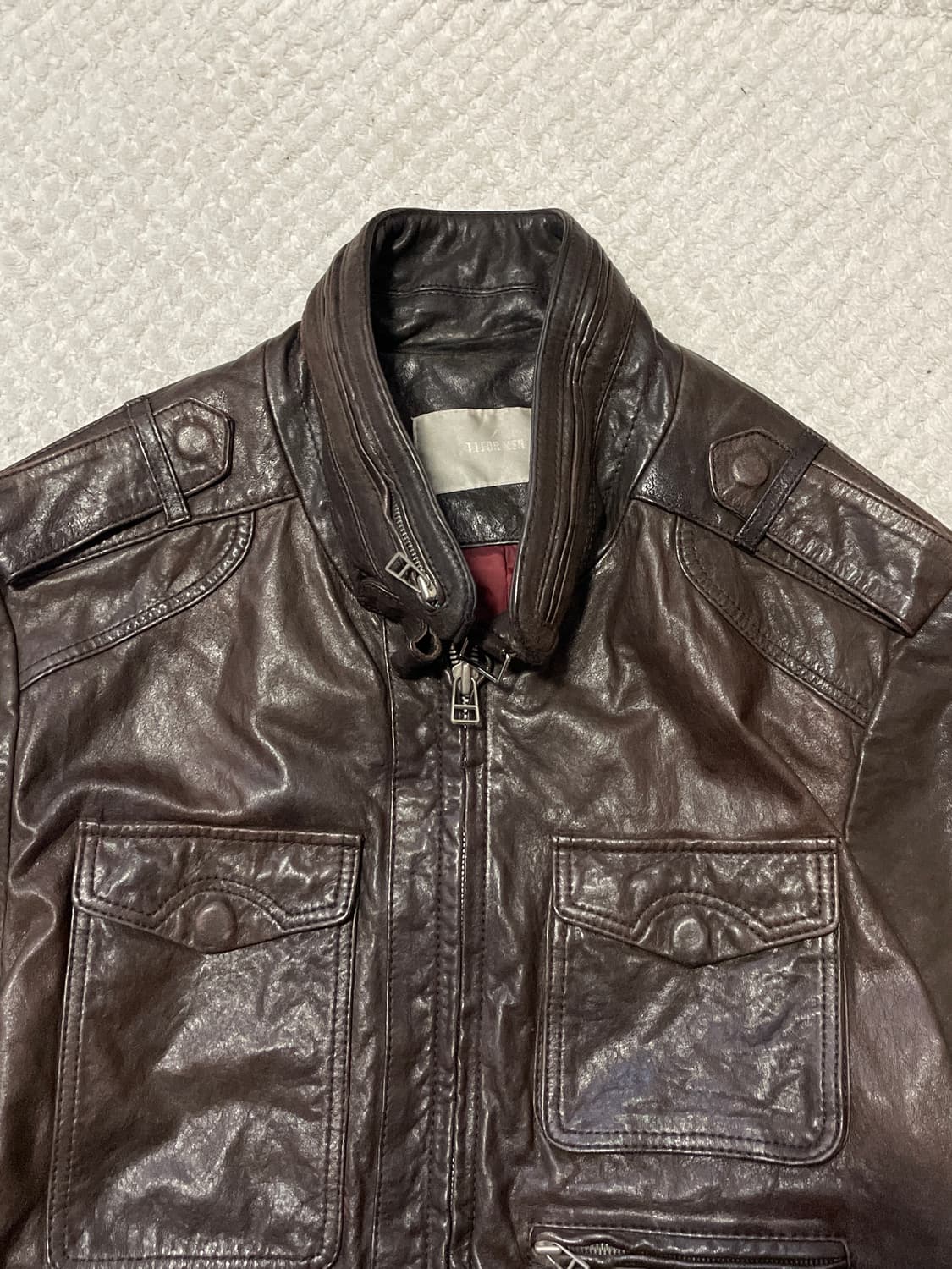 T.I FOR MEN 웨스턴 무드 램스킨 양가죽 절개 포켓 레더 자켓 상품이미지4