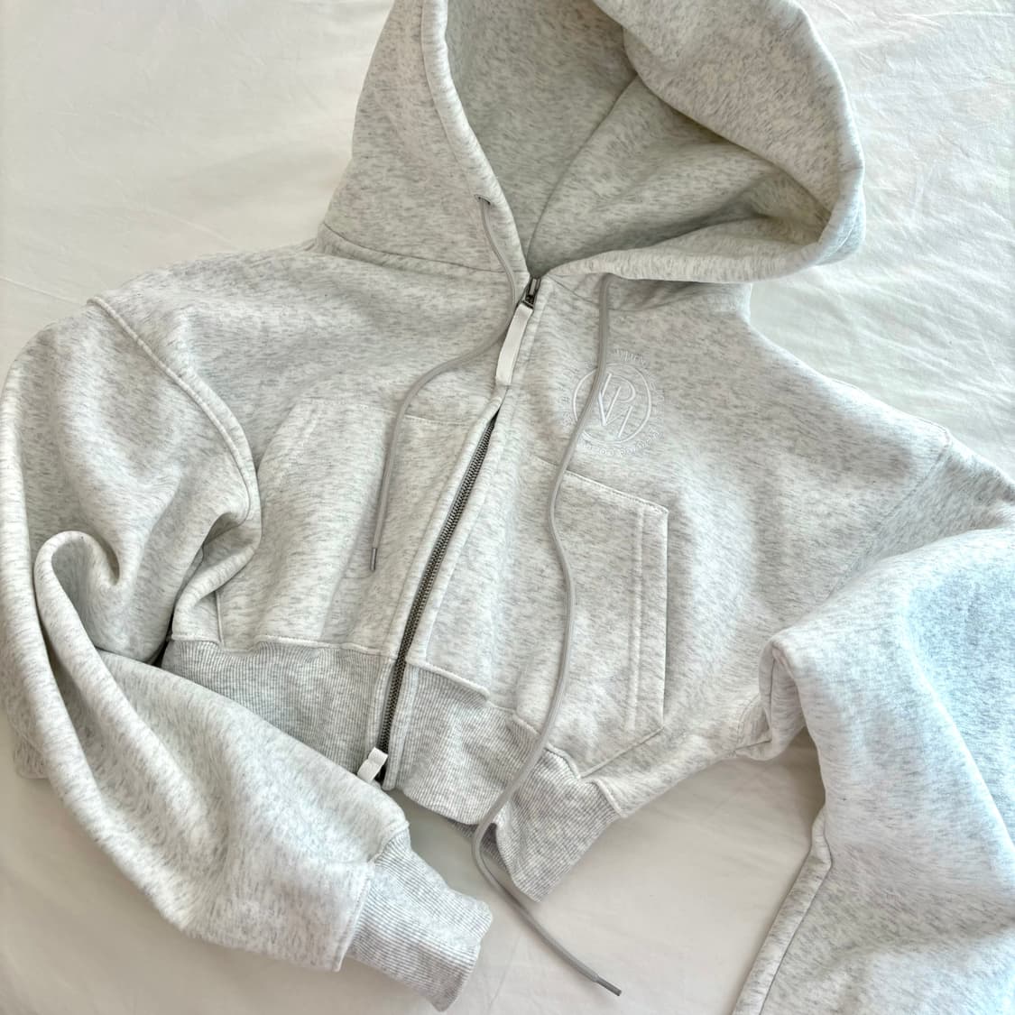 파르티멘토 우먼 기모 크롭 후드집업 멜란지 1회 착용 거의 새 옷 상품이미지1