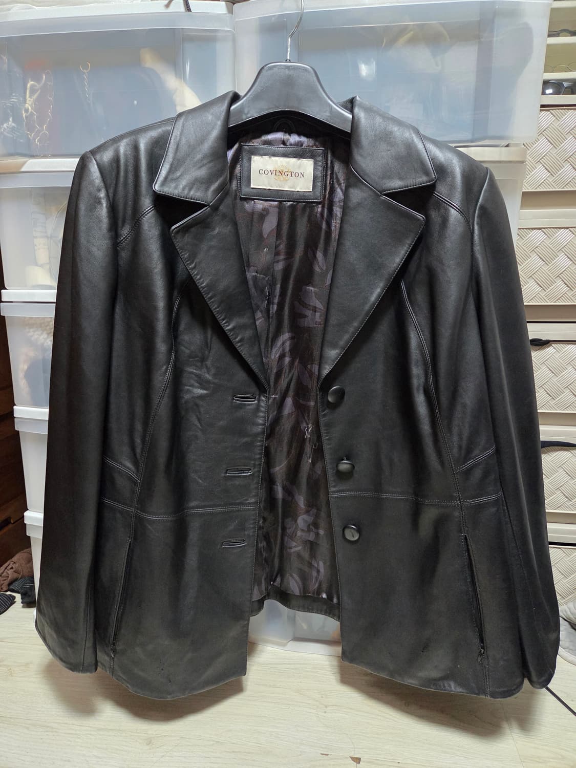 블랙 레더 블레이저 XL 상품이미지1