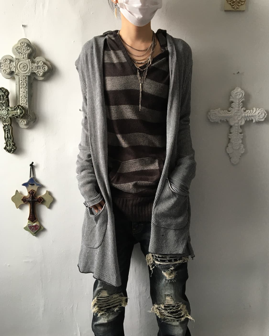 Pattern open cardigan 상품이미지1