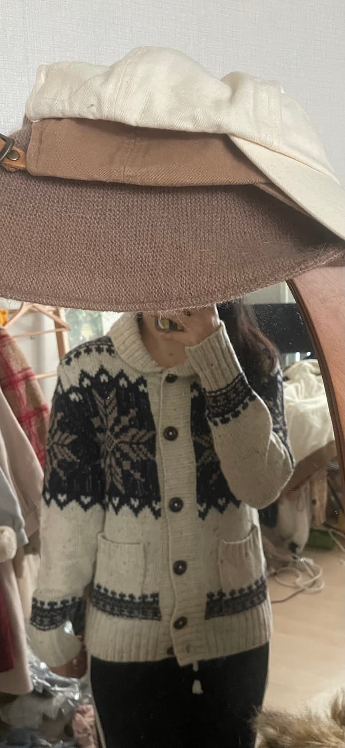 모리걸 빈티지 노르딕 울 가디건 🤎 상품이미지3