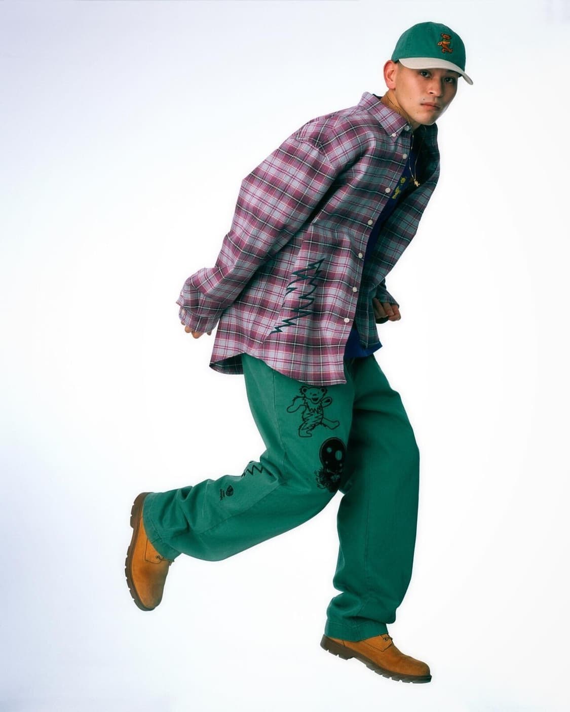 [L] 디네댓x그레이트풀데드 LightningBear Plaid Plum 상품이미지5