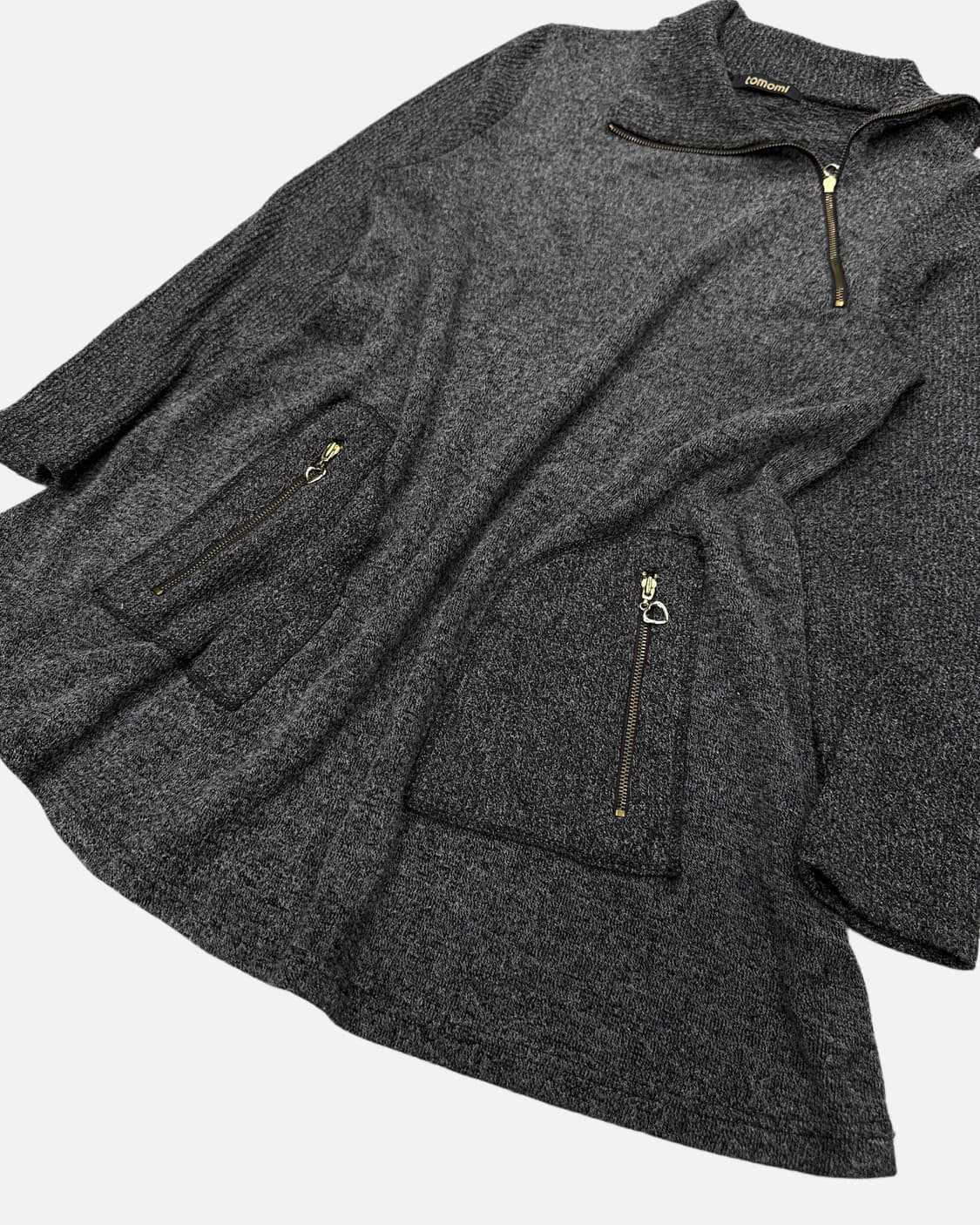 zip-up slit pocket flare knit 상품이미지2