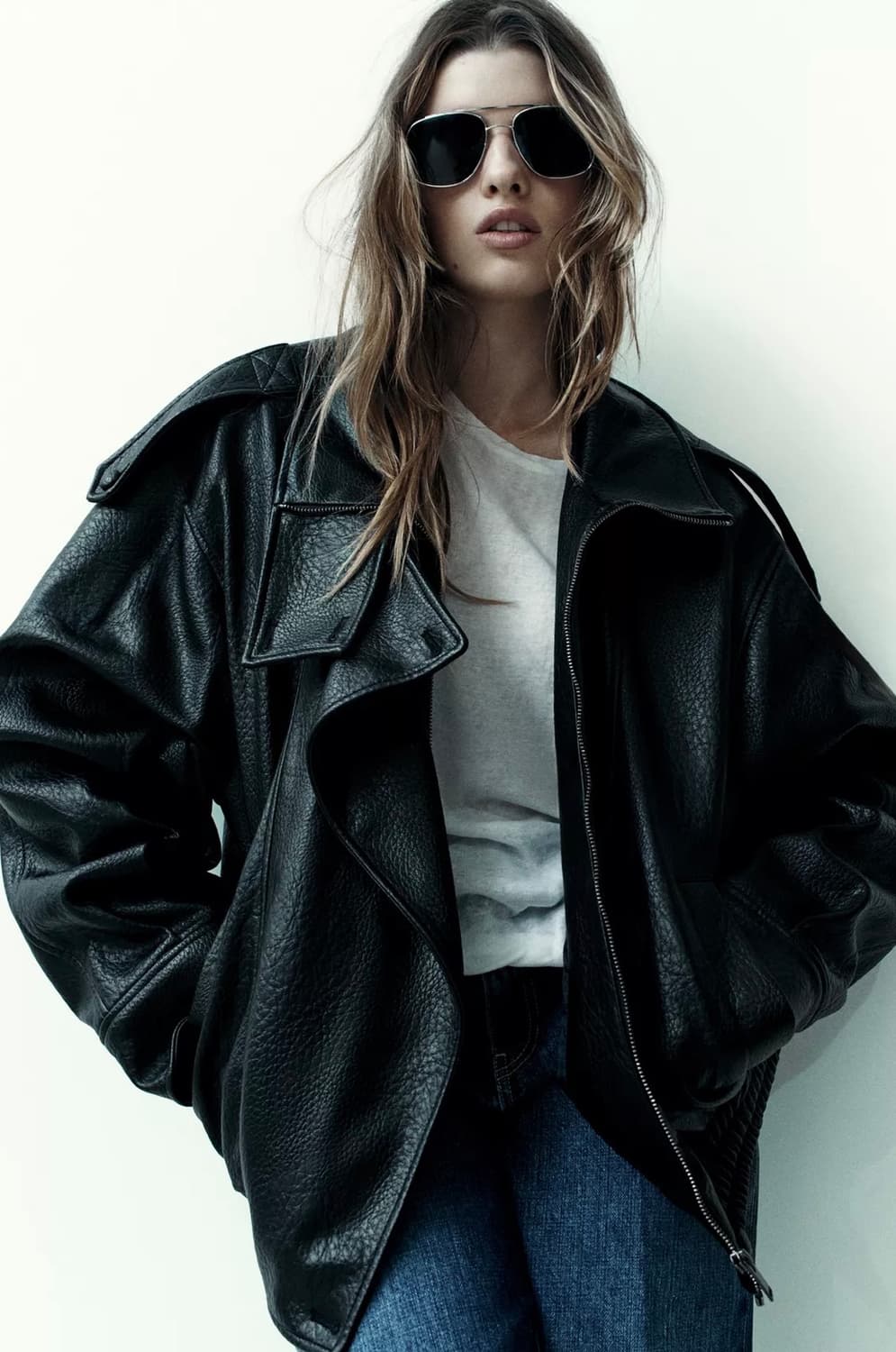 자라 페이크 레더 점퍼 L size 상품이미지1