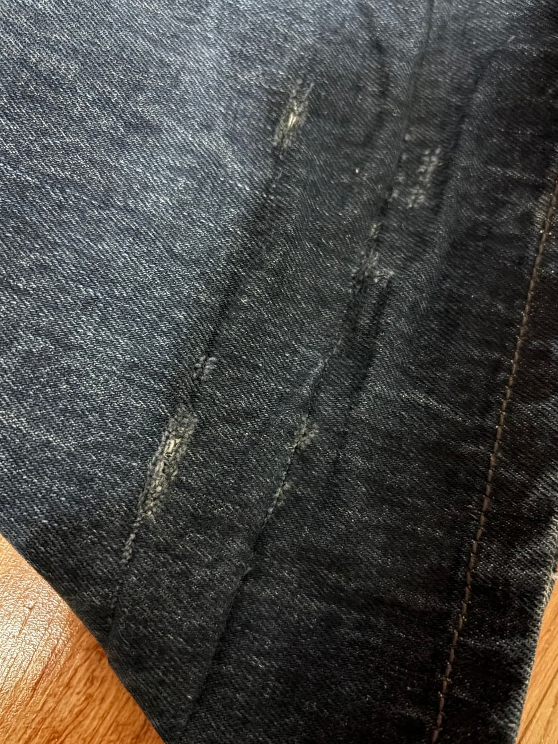 플리즈노팔로우 25 데미지 워싱 와이드 데님 L 상품이미지2