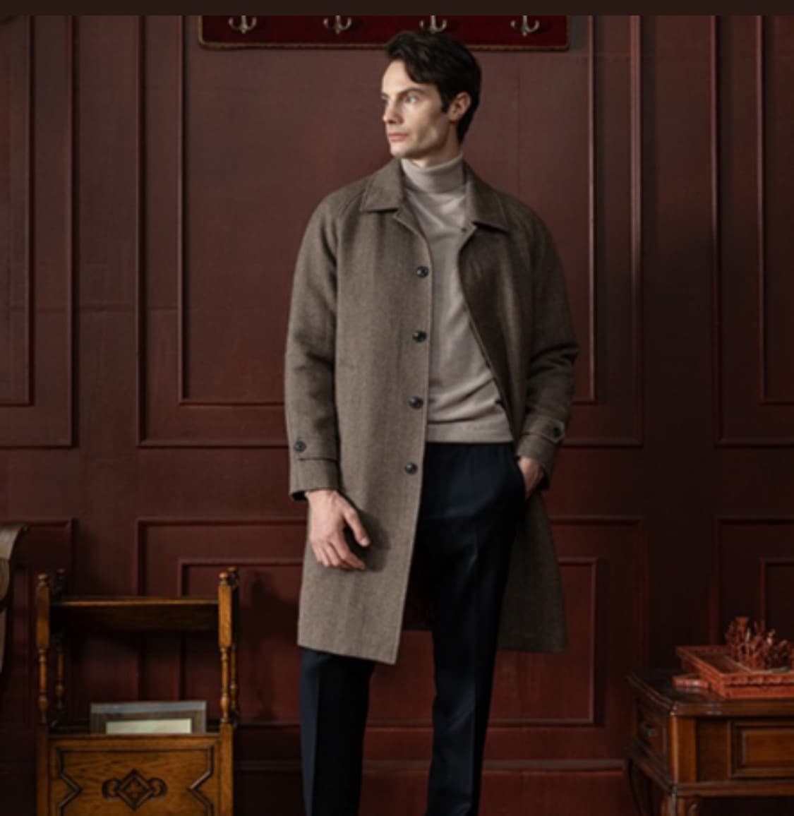 브룩스 브라더스 이태리 안젤리코 울 100% 헤링본 발마칸 코트  상품이미지3