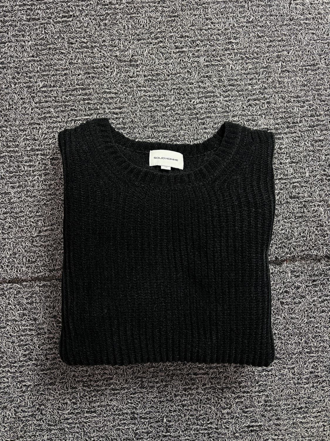 솔리드옴므 우영미 미니멀 벨벳 골지 라운드넥 니트 2257 상품이미지1