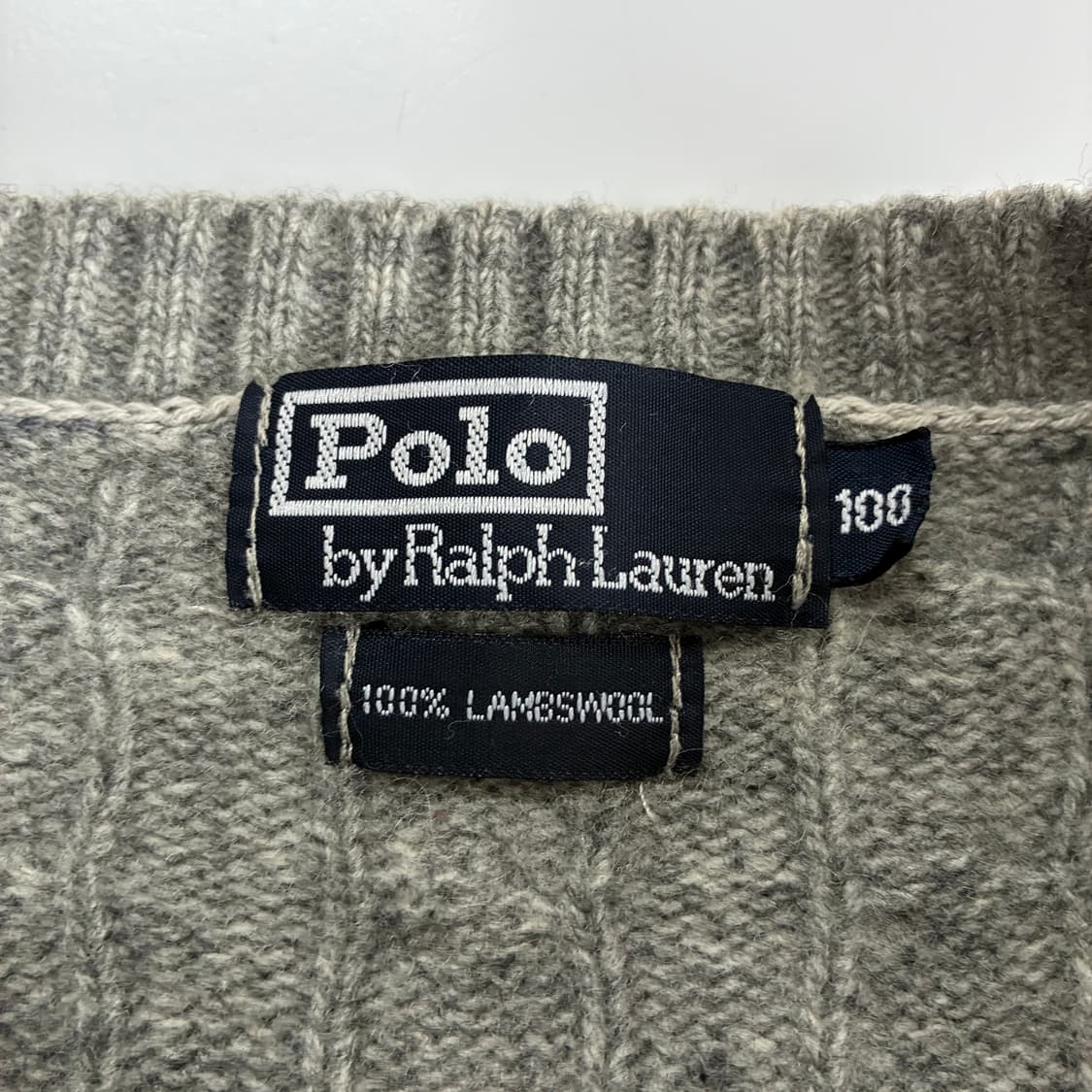 Polo  폴로 랄프로렌 90,s 자수 그레이 꽈배기 니트 상품이미지3