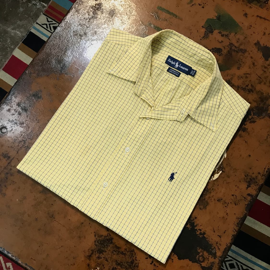 폴로랄프로렌 라이트 옐로 체크 셔츠 남성 115 빅사이즈 상품이미지1