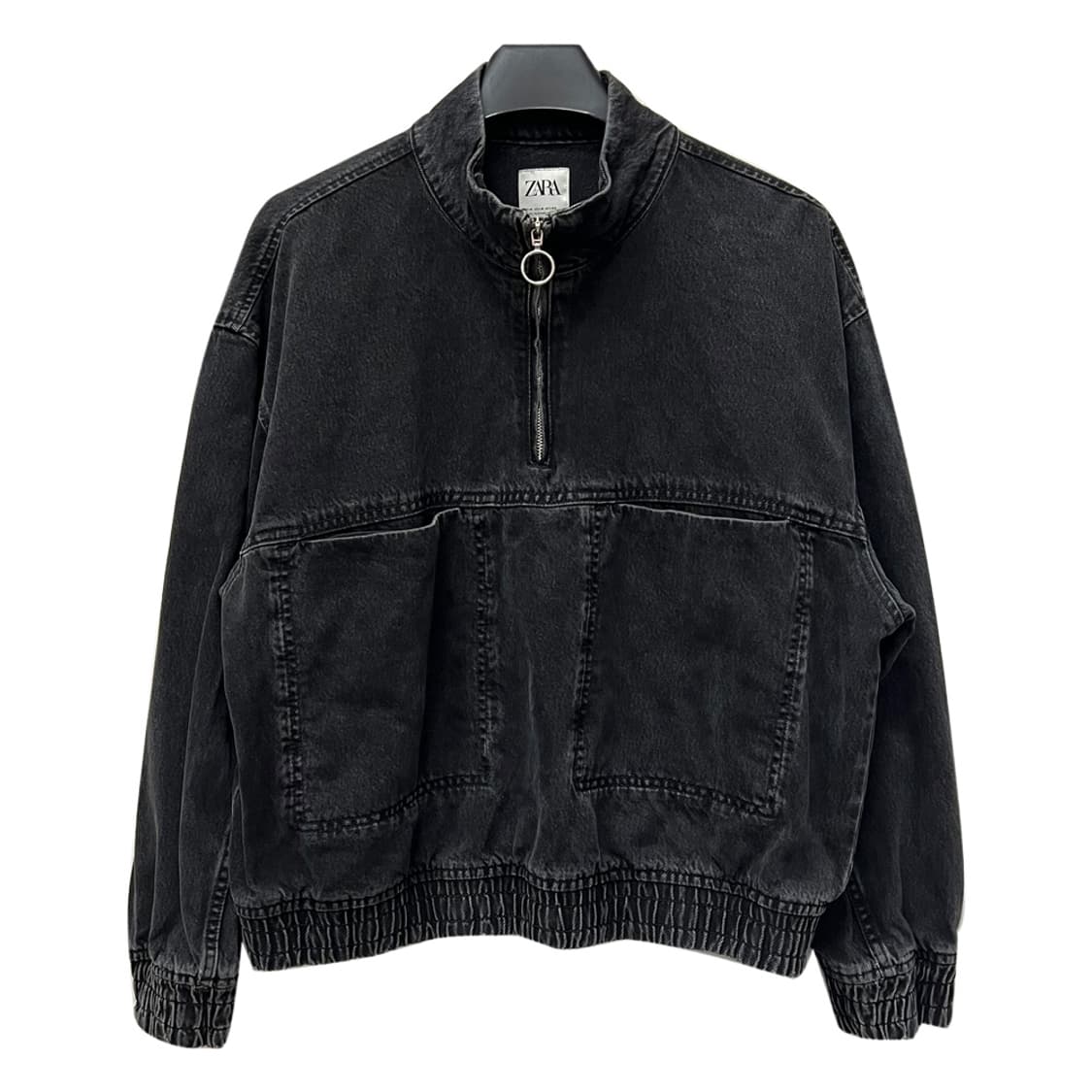 ZARA 자라 하프집업 흑청 데님 자켓 M 상품이미지1