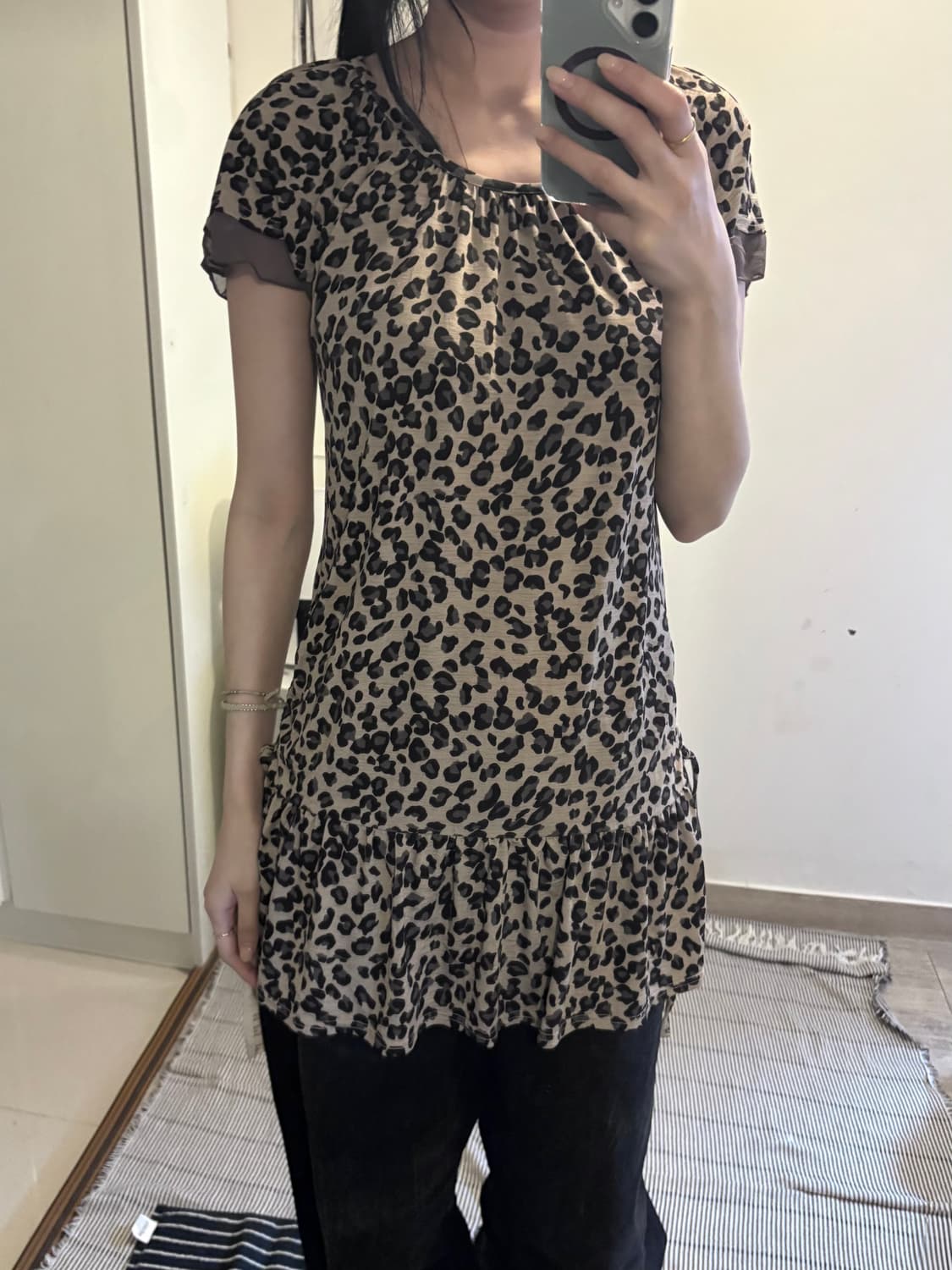 Japanese Vintage Leopard Print Dress 상품이미지4
