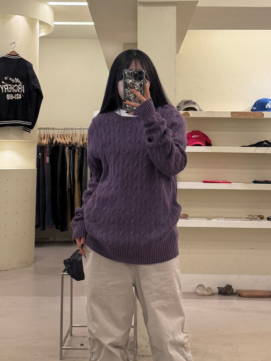 폴로 랄프로렌 퍼플 케이블 니트 실크 캐시미어 U1719 상품이미지1