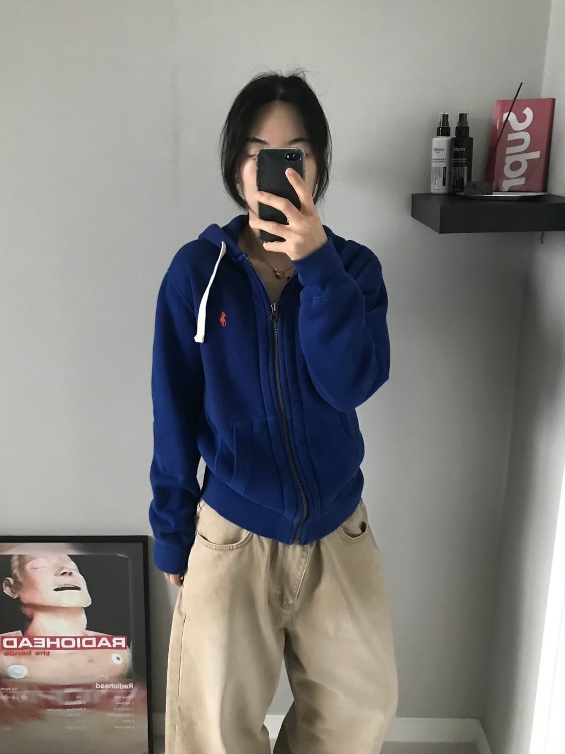 폴로 랄프로렌 포니로고 써멀 헤비 블루 후드집업 상품이미지4