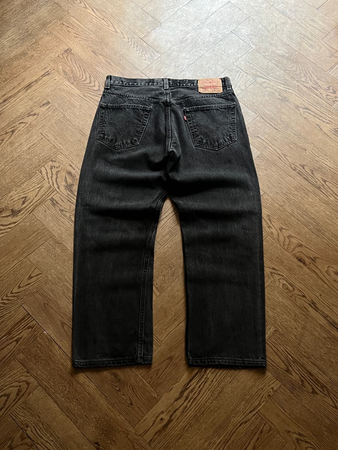 [34]00's 리바이스 USA 505 디스트로이드 흑청 데님 팬츠 상품이미지2