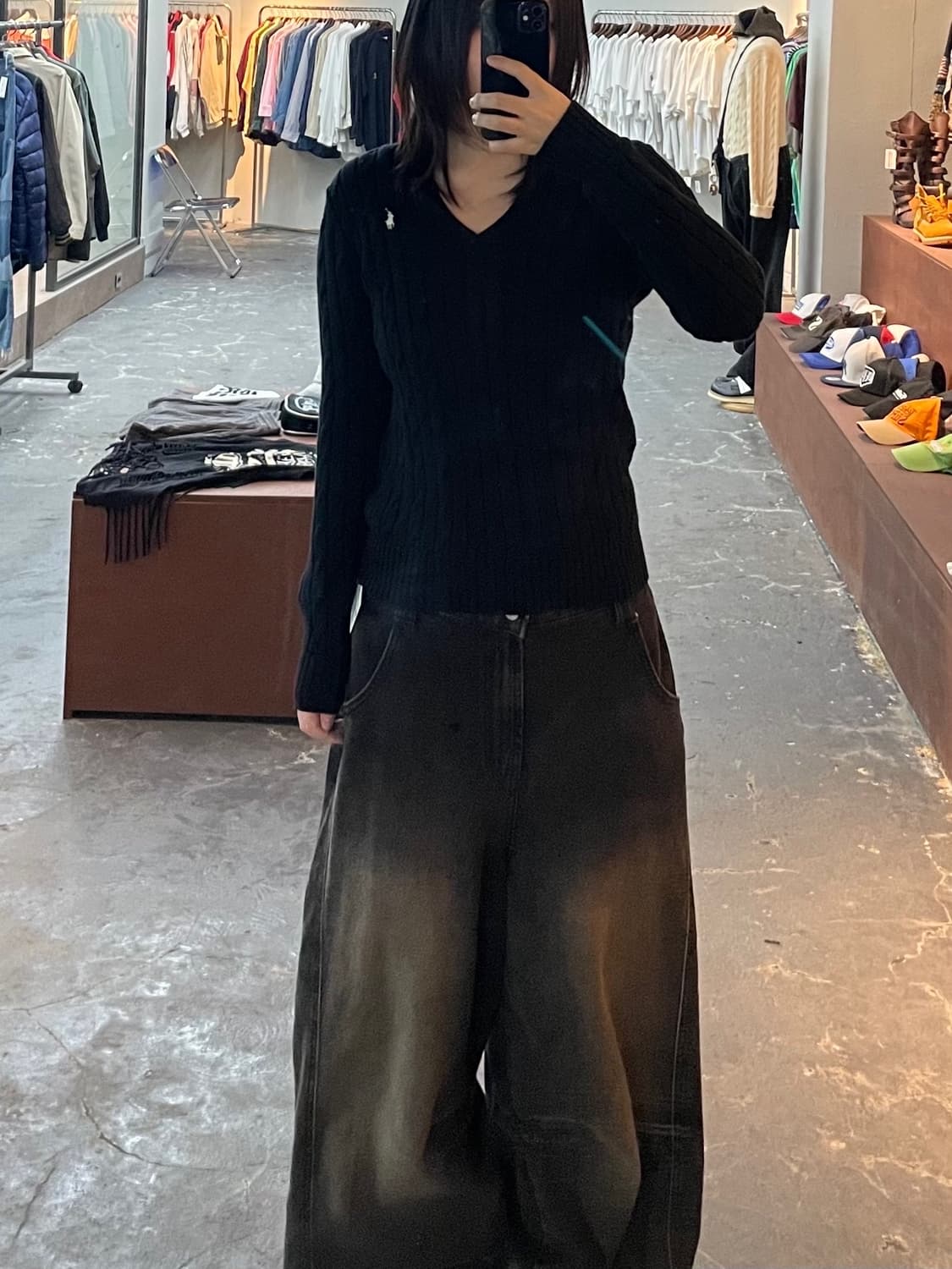 폴로 랄프로렌 블랙 케이블 브이넥 니트 H1035 상품이미지1