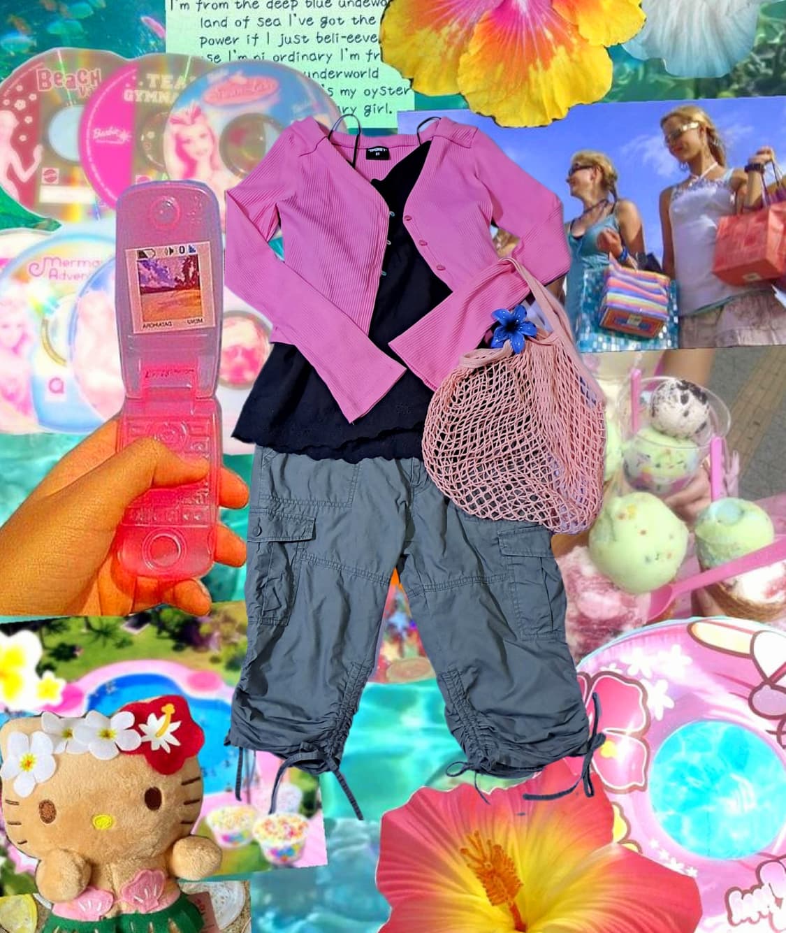 2000s H2O 인어코어 블랙핑크 코디세트 바닷가 해변코디 휴양지룩 상품이미지1