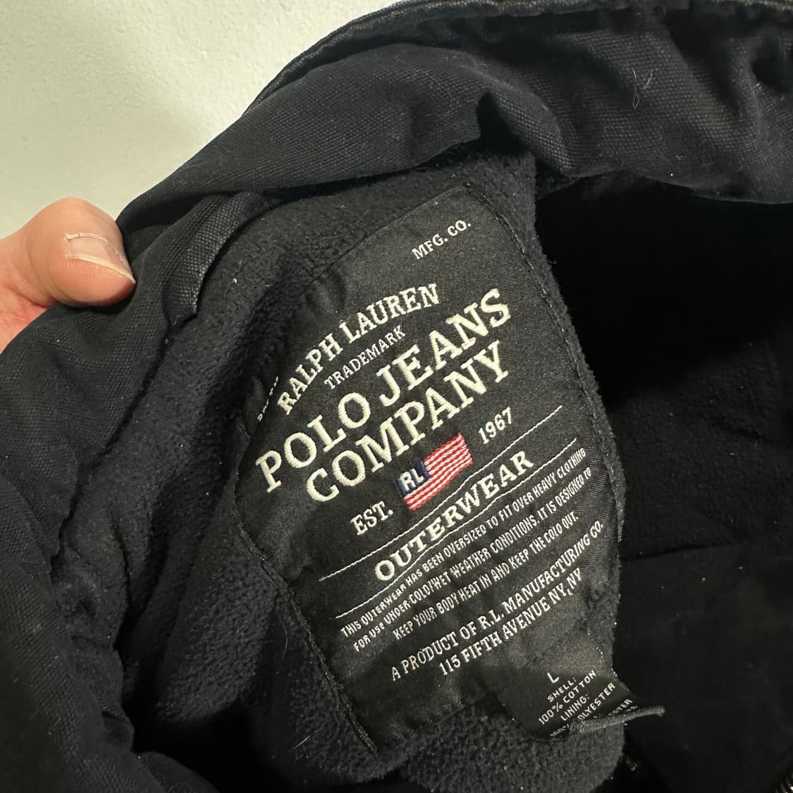 L-XL 폴로진스 블랙 오버핏 밑단스트링 암로고 야상점퍼 상품이미지8